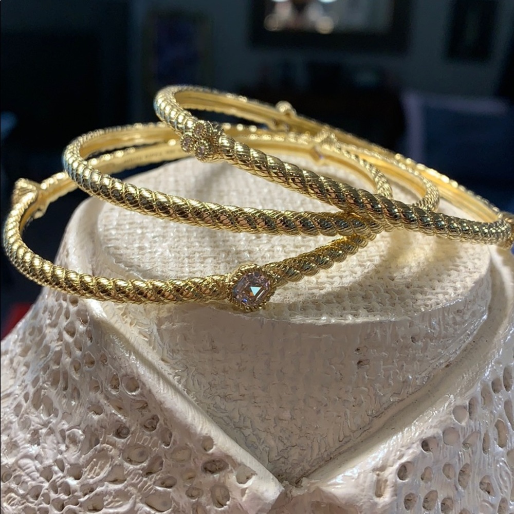 3 Judith Ripka gold-clad bangles